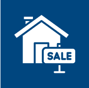 House icon with a sale sign.